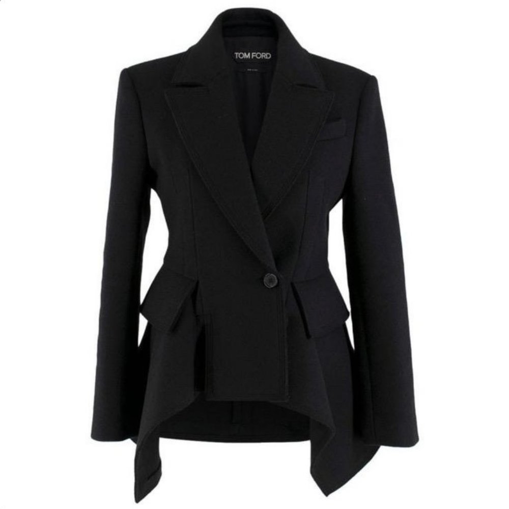 AUTHENTIC Tom Ford Black Virgin WOOL & Cashmere Blazer SIZE 40 -US 4